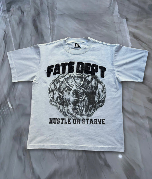 White Hustle or Starve oversized shirt